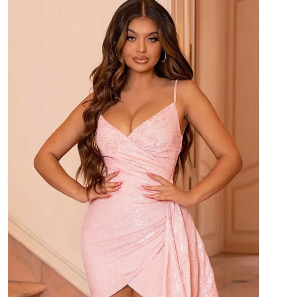 Pink Sequin Party Dress